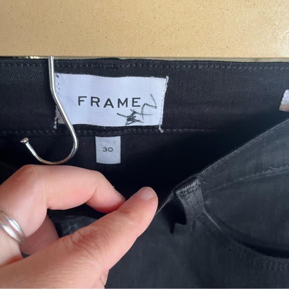 Frame Denim Sleek Shiny Le Skinny de Jeanne Black Skinny Jeans - Picture 5 of 11